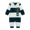 Pijama enterizo bebé GUESS estilo polo y rayas Pijama bebé GUESS enterizo con rayas horizontales, cuello de polo y logotipo bordado