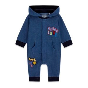 Mono vaquero de bebé GUESS con capucha y parches bordados multicolores