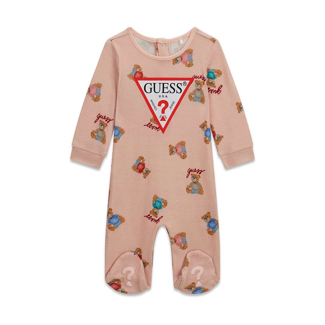 Pijama bebé GUESS con ositos y logotipo Pijama bebé GUESS enterizo con estampado de ositos y logotipo triangular