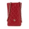 Portamóvil GUESS acolchado con motivo de rombos, logotipo metálico y correa de cadena dorada
