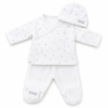 Pijama Glitter bebé TOUS de terciopelo con chaqueta cruzada, pantalón con pies y gorro