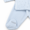 Pijama Glitter bebé TOUS de terciopelo con chaqueta cruzada, pantalón con pies y gorro